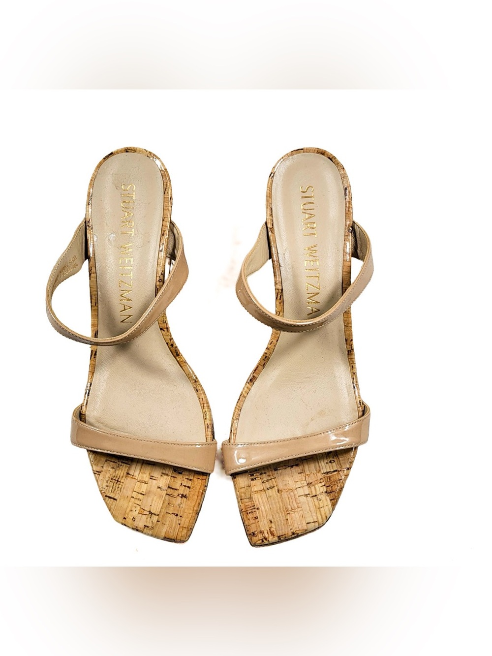 (EUC) Stuart Weitzman Aleena 50 Wedge Adobe Strap Beige Leather Sandal Sz 9